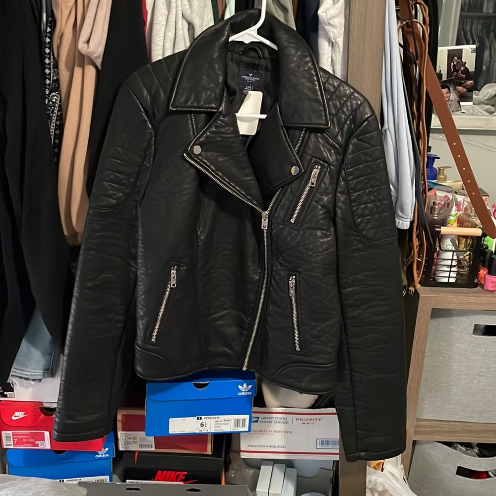 American Eagle Faux Leather Jacket Coat size Large